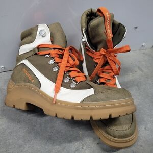 Nautica Olive and White Combat Boots